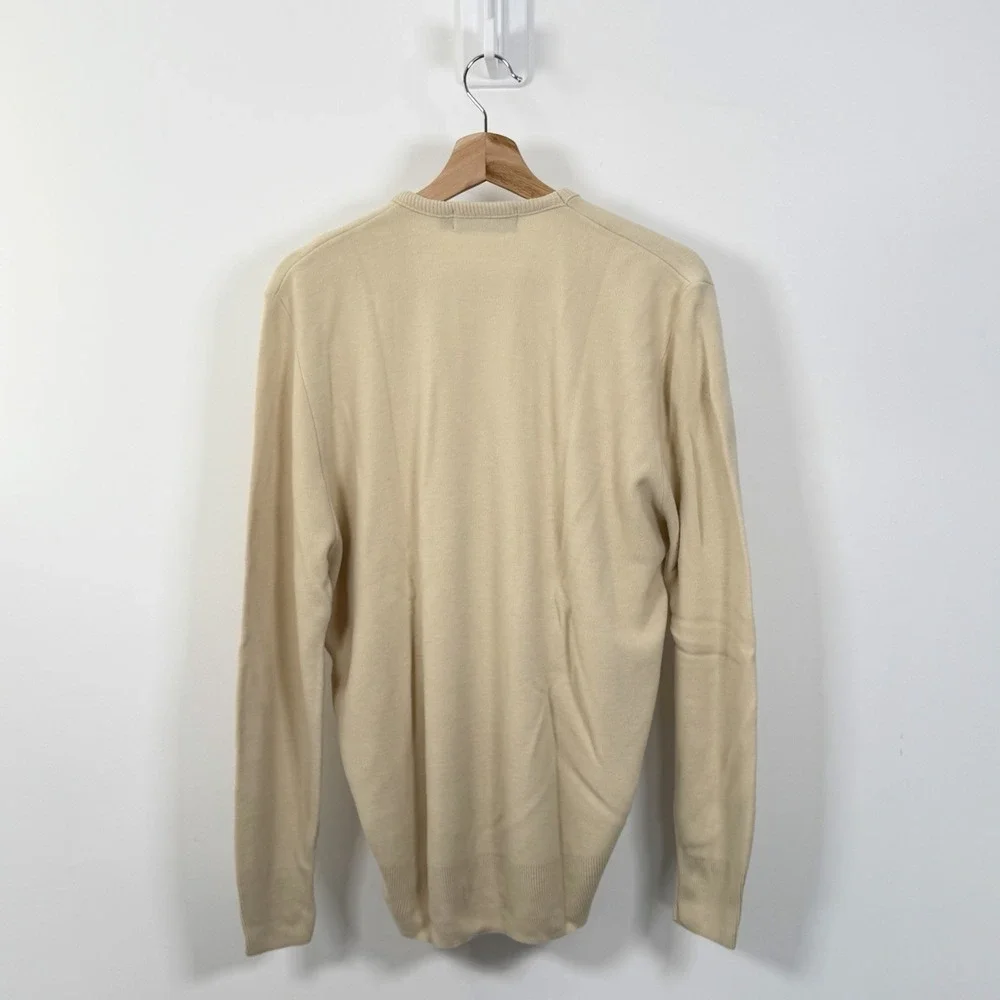 Vintage Polo Ralph Lauren V-Neck Sweater Mens XL Cream Acrylic USA 90s NOS NWT